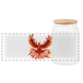 Oiseau de Feu Phénix - Boîte à biscuits avec couvercle en bois - blanc - Devant