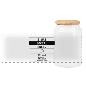 J’ai déjà été sociable. C’était horrible. Introverti - Boîte à biscuits avec couvercle en bois - blanc - Devant