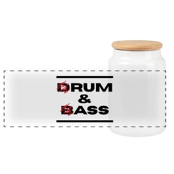 Drum & Bass / Rum & Ass (lettres noires) - Boîte à biscuits avec couvercle en bois - blanc - Devant