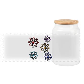 Blumen - Panorama Keksdose mit Holzdeckel - Weiß - Vorne