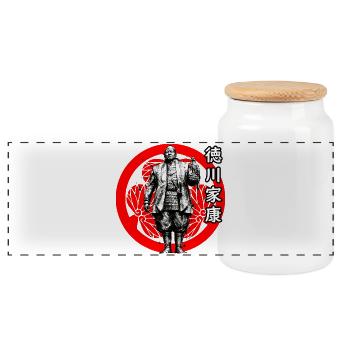 Tokugawa Ieyasu - Boîte à biscuits avec couvercle en bois - blanc - Devant