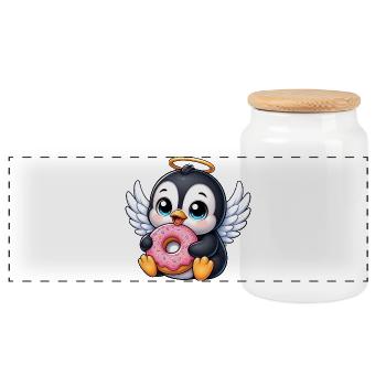 Süße Schildkröte mit Flügeln Engel Cartoon Donut - Panorama Keksdose mit Holzdeckel - Weiß - Vorne
