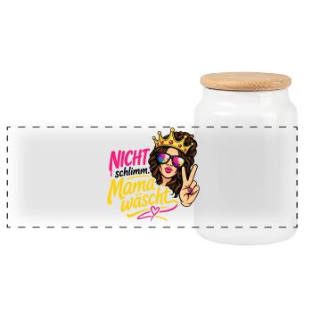Nicht schlimm, Mama wäscht  - OCR Edition  - Panorama Keksdose mit Holzdeckel - Weiß - Vorne