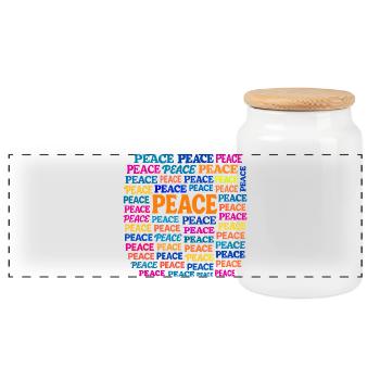 Peace - Panoramic Cookie Jar with Wooden Lid - white - Front