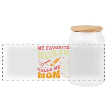 Ma femme malade préférée m’appelle maman - Boîte à biscuits avec couvercle en bois - blanc - Devant