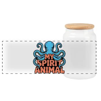 Oktopus Spirit - Panorama Keksdose mit Holzdeckel - Weiß - Vorne