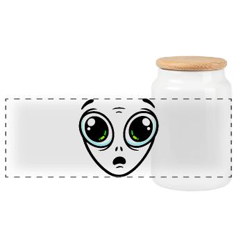 Extraterrestre aux grands yeux - Boîte à biscuits avec couvercle en bois - blanc - Devant