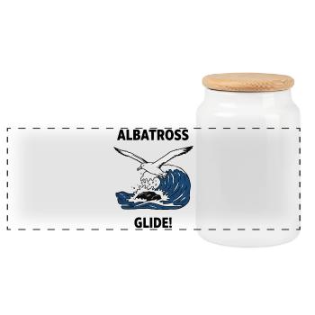 Albatross Howler Sea Glide Albatross - Panoramic Cookie Jar with Wooden Lid - white - Front