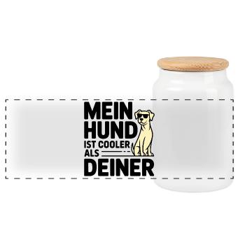 Mein Hund ist cooler als deiner - Panorama Keksdose mit Holzdeckel - Weiß - Vorne