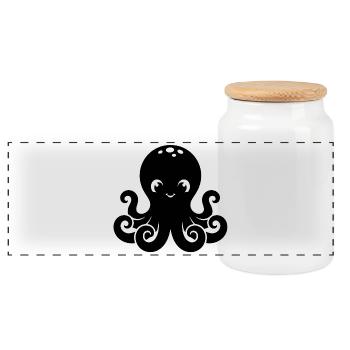 Süßes kleines Oktopus-Design - Panorama Keksdose mit Holzdeckel - Weiß - Vorne