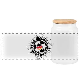 Ball Explosion Fußballteam Deutschland - Panorama Keksdose mit Holzdeckel - Weiß - Vorne