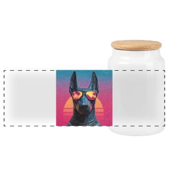 Anubis Synthwave - Dieu en vacances - Boîte à biscuits avec couvercle en bois - blanc - Devant