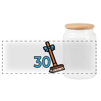 Broom 30th Birthday - Panoramic Cookie Jar with Wooden Lid - white - Front