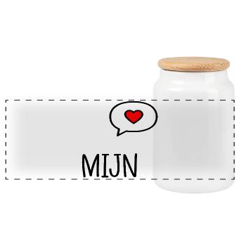 Relationship Heart - English My - Panoramic Cookie Jar with Wooden Lid - white - Front