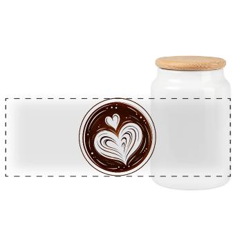 Latte Art Cœur Coffee Design - Boîte à biscuits avec couvercle en bois - blanc - Devant