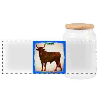 taureau - Boîte à biscuits avec couvercle en bois - blanc - Devant