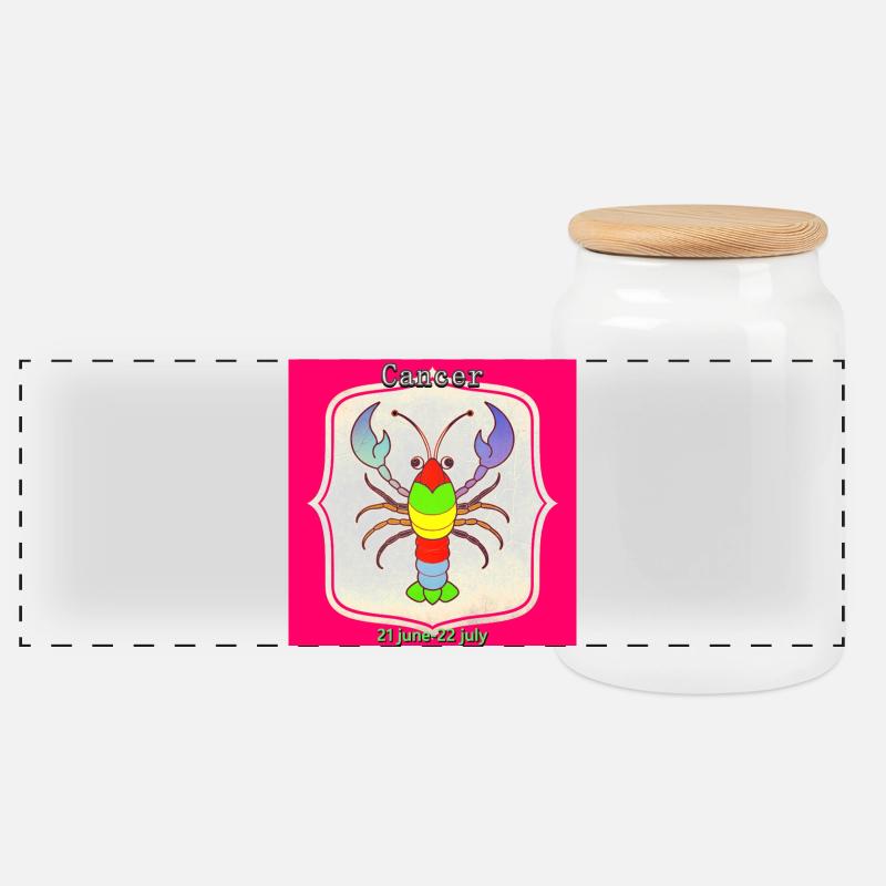 Krebs - Panorama Keksdose mit Holzdeckel - Weiß