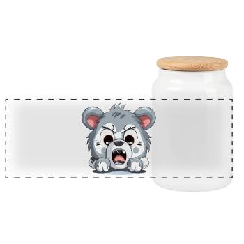 Angry Puppy Cartoon – Animated Aggression - Panoramic Cookie Jar with Wooden Lid - white - Front