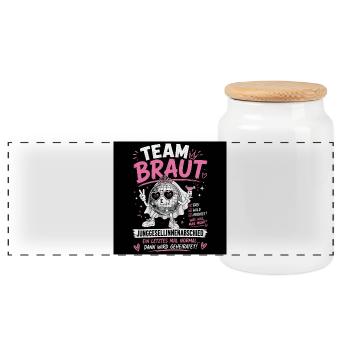 Team Braut Junggesellinnenabschied Disco - Panorama Keksdose mit Holzdeckel - Weiß - Vorne