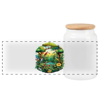 Parade vibrante des oiseaux de la jungle - Boîte à biscuits avec couvercle en bois - blanc - Devant