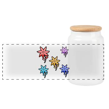 Fleur - Boîte à biscuits avec couvercle en bois - blanc - Devant