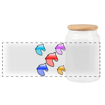 Chevaux - Boîte à biscuits avec couvercle en bois - blanc - Devant