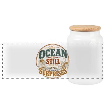 The ocean is full of secrets - Panoramic Cookie Jar with Wooden Lid - white - Front