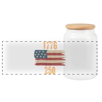 America 250 - Panoramic Cookie Jar with Wooden Lid - white - Front
