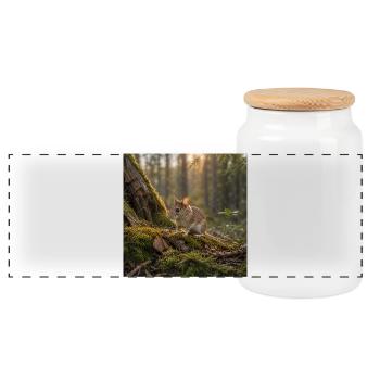 Souris des forêts / souris sous le soleil du soir - Boîte à biscuits avec couvercle en bois - blanc - Devant