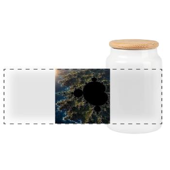 Meeresfraktal über der Küste - Panorama Keksdose mit Holzdeckel - Weiß - Vorne
