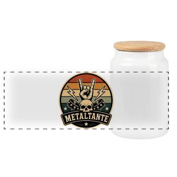Metaltante Retro - Panorama Keksdose mit Holzdeckel - Weiß - Vorne