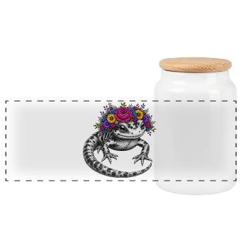 Couronne de Salamandres de la Flore - Boîte à biscuits avec couvercle en bois - blanc - Devant