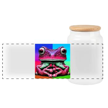Frosch - Panorama Keksdose mit Holzdeckel - Weiß - Vorne