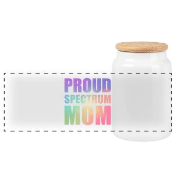 Proud Spectrum Mom - Panoramic Cookie Jar with Wooden Lid - white - Front