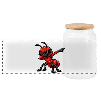 Dabbing ant - Panoramic Cookie Jar with Wooden Lid - white - Front