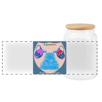 Verseau - Boîte à biscuits avec couvercle en bois - blanc - Devant
