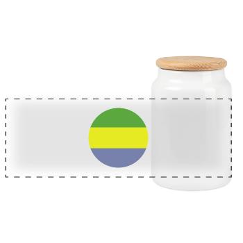 Gabonische Rundflagge - Panorama Keksdose mit Holzdeckel - Weiß - Vorne