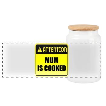 Mum Mood - Panoramic Cookie Jar with Wooden Lid - white - Front