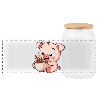 Dessin animé mignon du fermier de cochons drôle - Boîte à biscuits avec couvercle en bois - blanc - Devant