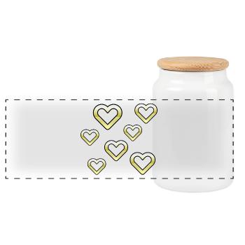 Hearts - Panoramic Cookie Jar with Wooden Lid - white - Front