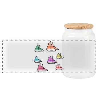 Voile - Boîte à biscuits avec couvercle en bois - blanc - Devant