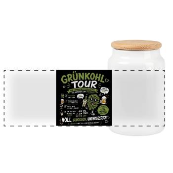 Grünkohl Tour Motiv - Panorama Keksdose mit Holzdeckel - Weiß - Vorne