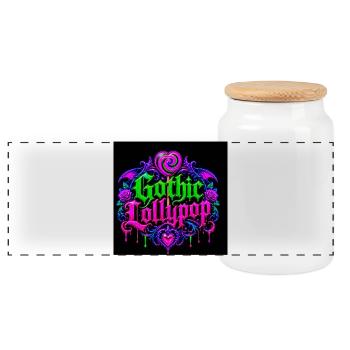 Gothic Halloween Neon Heart - Panoramic Cookie Jar with Wooden Lid - white - Front