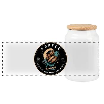 Fuel Coffee - Kaffee modern - Panorama Keksdose mit Holzdeckel - Weiß - Vorne