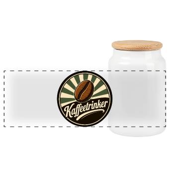 Kaffeetrinker klassisch - Panorama Keksdose mit Holzdeckel - Weiß - Vorne