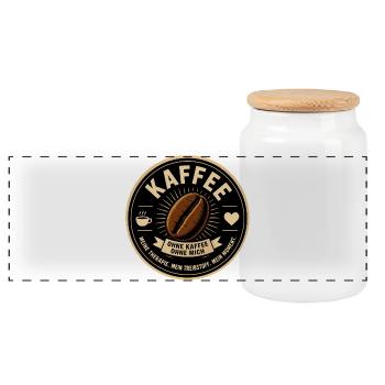 Kaffee Therapie - Panorama Keksdose mit Holzdeckel - Weiß - Vorne