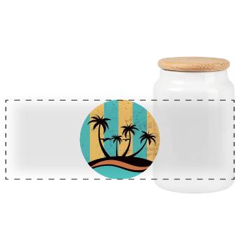Beach Circle - Panoramic Cookie Jar with Wooden Lid - white - Front