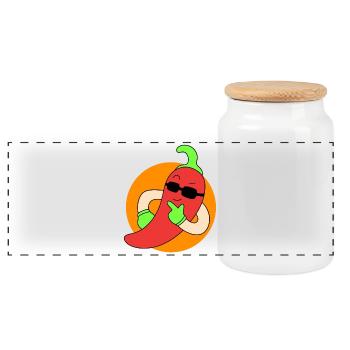 Piment frais - Boîte à biscuits avec couvercle en bois - blanc - Devant