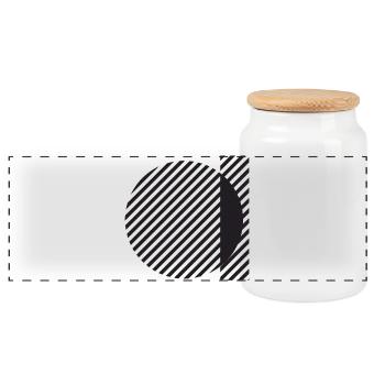 Diagonal Stripe Circle Abstract - Panoramic Cookie Jar with Wooden Lid - white - Front