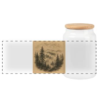Sepia-Waldnebellandschaft - Panorama Keksdose mit Holzdeckel - Weiß - Vorne